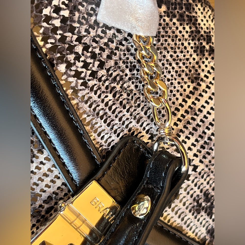NWT Brahmin ROSA in BLACK SPARK Snake-Embossed Bag - Picture 11 of 14